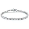 Quality 4A Entire 3mm 4mm CZ Tennis Bracelet In Real Solid 925 Sterling Silver Classial Jewelry 2pcs Lot255E