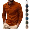 T-shirts pour hommes mode printemps et automne décontracté à manches longues bouton solide hommes grande grande vallée de castor pour hommes ultra coton