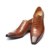 Dress Shoes Luxurious Italian Patent Leather Men Brown Black Wedding Oxford Lace-Up Office Business Suit Men's