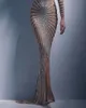 2023 Spring New European and American Fashion Hot Drill Women's Mesh Perspective Långärmlig slits Long Dress Dress