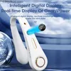 Electric Fans Portable Fan Mini Hanging Neck Fan Speed Angle Adjustable Digital Display Summer USB Rechargeable Electric Bladeless Fan T231216