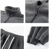 Mens Tracksuits Autumn Winter Fleece passar Thicke Warm Two Piece Set Loose Stand Collar Shoulder Bag Coat Pants Fashion Casual Outfits 231216