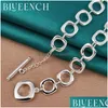 Strängar, strängar strängar Blueench 925 Sterling Sier Round Chain Necklace For Women Proposal Marriage Fashion Temperament High Dhvih