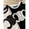 Kvinnors T-shirtdesigner Luxuryce Contrast Round Neck Signature Plush Loop Borsted Casual Classic Top Tee D5uz