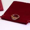 Högkvalitativ rostfritt stål Trinity Series Ring Tricolor 18K Gold Plated Band Vintage Jewelry Three Rings och Three Colors Fashio319s