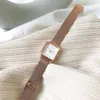 Women Fashion Square Watches Minimalist Ladies Quartz Wrsitwatches Ulzzang Gold Silver Stainless Strap Clock 220195n