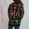 Chandails pour femmes Xingiqng Femmes Pull de Noël Flocon de neige Bas Imprimer Col rond à manches longues Pull Casual Tops tricotés Vêtements de fête