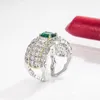 Cluster Ringe Punk 925 Sterling Silber Grüner Smaragd Edelstein Ring für Frauen Feine Anillos de Schmuck Natürliche Bizuteria