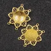 Charms 4PCS 46 54mm 2 Color Wholesale Metal Alloy Sunflower Plant Flowers Porous Connector For Jewelry Making DIY Handmade Craft