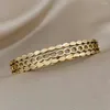Bangle färgglad bred skiktad våg rostfritt stål armband för kvinnor trend manschett geometriska design vattentäta smycken
