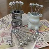 Forks 6Pcs Bear Fruit Fork Set Stainless Steel Storage Jar Cake Dessert Sandwich Salad Picks Dining Table Decoration