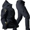 Soft Mens Tracksuits Shell Military Suit Men Waterproof Tactical 2 Pcs Set Shark Skin Windproof Hooded Jacket Multipockets Cargo Pants Uniforms 231216