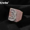 Bröllopsringar Uwin Custom Letter Rings för män Full Iced Out Baguettecz Numbers Cubic Zirconia Fashion Rings Hip Hop Jewelry for Rappers 231215