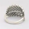 Cluster Ringe Authentische 925 Sterling Silber Schimmernde Feder Ring Für Frauen Jahrestag Party Trendy Geschenk Feine Europa Jewelry300U