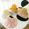 Wide Brim Hats Bucket Hats Summer New Women Bucket Hat UV Protection Sun Hats Solid Color Soft Foldable Wide Brim Outdoor Beach Panama C Ponytail CsL231216