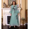 Etnische kleding pailletten geborduurde abaya jurk voor vrouwen Marokkaanse Kaftan Turkije Arabische Jalabiya Islam Maxi Robe 2023 Lente Eid Ramadan