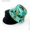 Hoeden met brede rand Emmerhoeden Nieuw Katoen Straatgraffiti Heren Emmerhoed Dubbelzijdig Hip Hop Buiten Dames Cs Strand Zonbescherming Vissen Unisex BonnetL231216