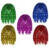 Décorations de jardin 5pcs Feuille Tinsel Party Perruques Brillant Cheveux Coloré Faux Costume pour les vacances