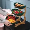 Dishes Plates Table Dinnerware Kitchen Fruit Bowl with Floors Partitioned Candy Cake Trays Wooden Tableware 231216