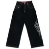 JNCO Streetwear Y2K Herren Hip Hop Grafikdruck Retro Blau Baggy Jeans Denim Hosen Neue Gothic Hohe Taille Breite Hosen