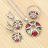 Set Set di gioielli Sier per donna Accessori per feste Orecchini/pendente/collana/anello in cristallo bianco multicolore con zirconi cubici