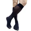 Chaussettes pour hommes sur mollet hommes formel Long Tube genou haut noir doux Sexy robe costume bas Lingerie solide affaires mâle