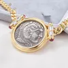 Ожерелья из твердого серебра 925 пробы, греческий Зевс, античная монета, кулон из 18-каратного золота, римские скульптуры, ожерелья C11N3S25842