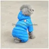 デザイナー犬の服冬のアパレル防水防風犬コート温かいフリースパッド入り寒い天気ペットスノースーツチワワプードルdhlmo