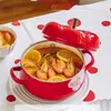 Marmites à soupe émail fleur tomate Pot épaissi petite cuisson ménage cuisinière à induction gaz spécial nouilles instantanées 231215