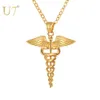 U7 Stainless Steel Caduceus Pendant Necklace Nurse Nursing Doctor Jewelry Graduation Gifts P1170 210323260K