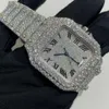 Orologio con diamanti di prova superato di lusso, orologi meccanici in moissanite da polso da uomo in nastro 925