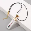 Pendant Necklaces Ladies Natural White Rectangular Stone Inlay Multicolor Rhinestone For Women Black Leather Rope Chain Necklace