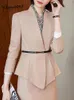 Ternos femininos Blazers Yitimuceng Belt Mulheres Conjuntos de Escritório Manga Longa V Pescoço Clássico Botão Coberto Moda Blazer Alta Cintura Calça Elegante 231215