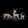 Garden Decorations Iron Art Elk Deer Christmas Decoration 2M LED Light Glowing Glitter Reindeer Xmas Home Decor Led Raindeer 231216