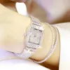 Dameshorloges Montre Femme 2023 Vol Diamanten Quartz Dames Zilver Horloges Luxe merk Kristal Vierkant Dameshorloge Strass Dames KlokL231216