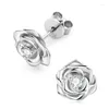 Stud Earrings AINUOSHI 3MM 0.1CT Round Cut Moissanite Flower Earring Original 925 Sterling Silver For Women Valentine's Day Jewelry