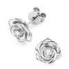 Studörhängen Ainuoshi 3mm 0.1CT rund klippt Moissanite Flower Earring Original 925 Sterling Silver for Women's Valentine's Day Jewelry