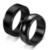 Anéis de casamento 8mm moda preto aço inoxidável anel rotativo brilhante escova elegante punk masculino simples estilo básico jóias2895