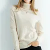 Suéter feminino de malha caxemira 100% lã merino gola alta moda pulôver inverno outono jumpers top roupas femininas 231216