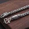 Chaînes 6mm Bocai Pure S925 Silver Man Collier Classique Vintage Thai Élégant Dominateur Double Tête de Dragon Pour