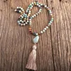 Mode bohème bijoux pierres nouées pierre liens gland colliers pour femmes Boho bijoux Lariat collier Pendant288H