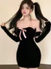 Abiti casual Deeptown Y2k Egirl Mini abito nero Donna Coquette Sexy stile coreano Backless Bodycone Party Girls Autunno Abiti