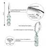 Stud Iogou luksusowe kolczyki dla kobiet 3 mm 3 kamienne moissanite bar Dangle Huggie Silver 925 Oryginalna biżuteria dla dziewcząt