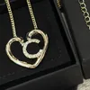 Designer Luxe Klassieke Messing Ketting Franse Merk Dubbele Letter Ingelegd Strass Hart Hoge Kwaliteit Koper Vrouwen Charme Ketting Geven Zusters Mode-sieraden