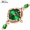 Kvinnors klockor Square Meibin 2023 Kvinnor Watches Small Green Dial Luxury Brand Rhinestone Ladies Write Watches Women Armband Rose Gold Watchesl231216