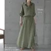 Casual jurken 2023 lente Japanse Koreaanse stijl mode trui knop revers effen kleur slanke jurk dames shirt met lange mouwen