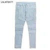 LALAPANTY Clothing Jeans slp Blue/Black Destroyed Mens Slim Denim Straight Biker Skinny jean Men Ripped jeans