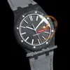 INAF AP15400 A3120 Automatic Mens Watch Carbon Fiber Case Black Textured Stick Dial Gray Nylon Strap Super Edition Reloj Hombre Puretime E5