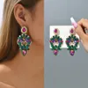 Dangle Chandelier Green Series Shiny Geometric Earrings For Women Luxury Unusual Hanging Tassel Pendientes Fashion Femme Jewelry 231216