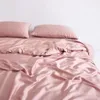 Conjuntos de cama Liv-Esthete Luxo Rosa 100% Silk Bedding Set Quilt Duvet Cover Set Queen King Fronha Dupla Cama Linho Silk Vida para você 231215